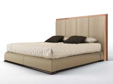 OVERWALL - Leather bed with upholstered headboard by BRUNO ZAMPA - view 3